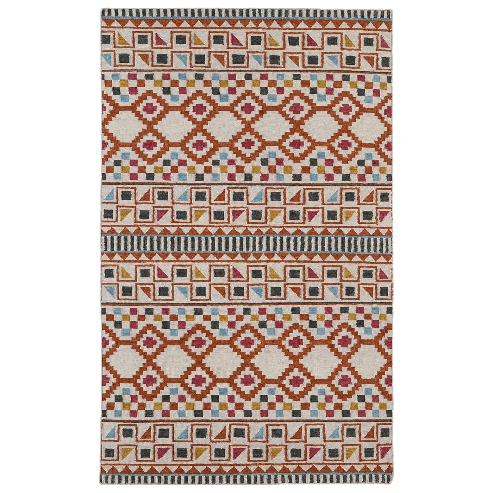 Kaleen Rugs NOM08-53 Nomad Collection 8 ft. X 8 ft. Square Rug in Paprika/Beige/Sky Blue/Mustard/Pink/Berry