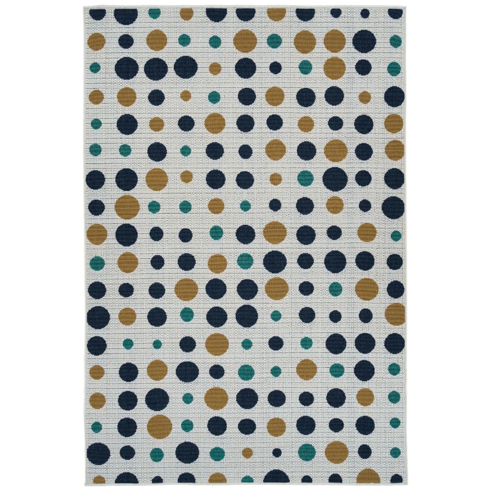 Kaleen Rugs PRT03-76 Puerto Collection 2 ft. 2 in. X 8 ft. Runner Rug in White/Navy/Yellow/Blue
