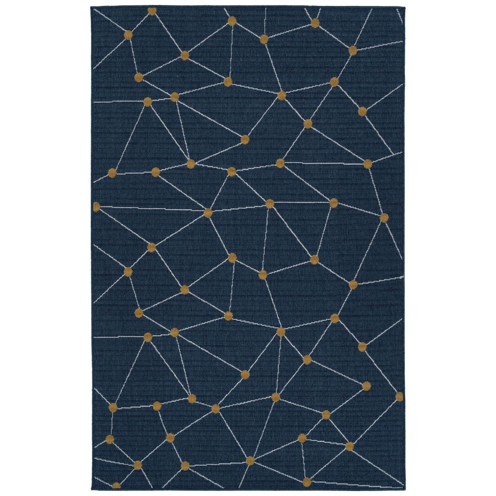 Kaleen Rugs PRT06-22 Puerto Collection 7 ft. 2 in. X 10 ft. 5 in. Rectangle Rug in Navy/Ivory/Yellow