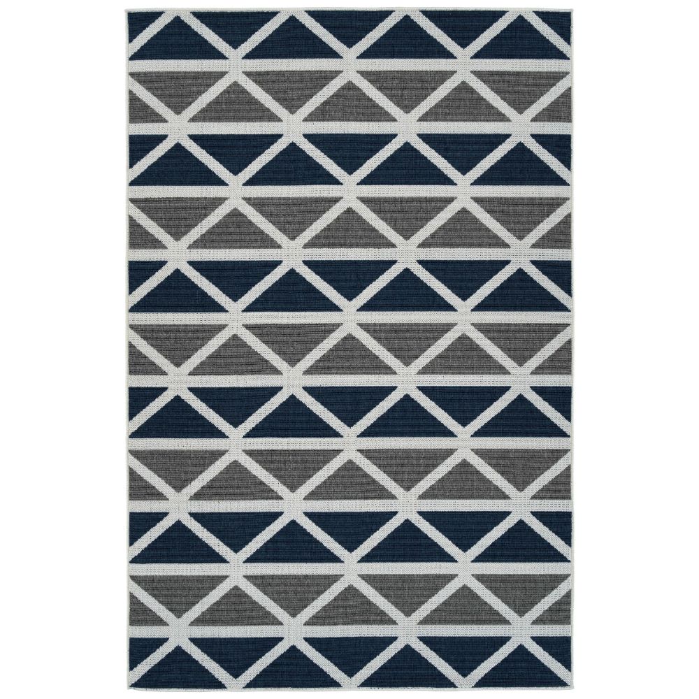 Kaleen Rugs PRT07-75 Puerto Collection 7 ft. 2 in. X 10 ft. 5 in. Rectangle Rug in Gray/Navy/Ivory