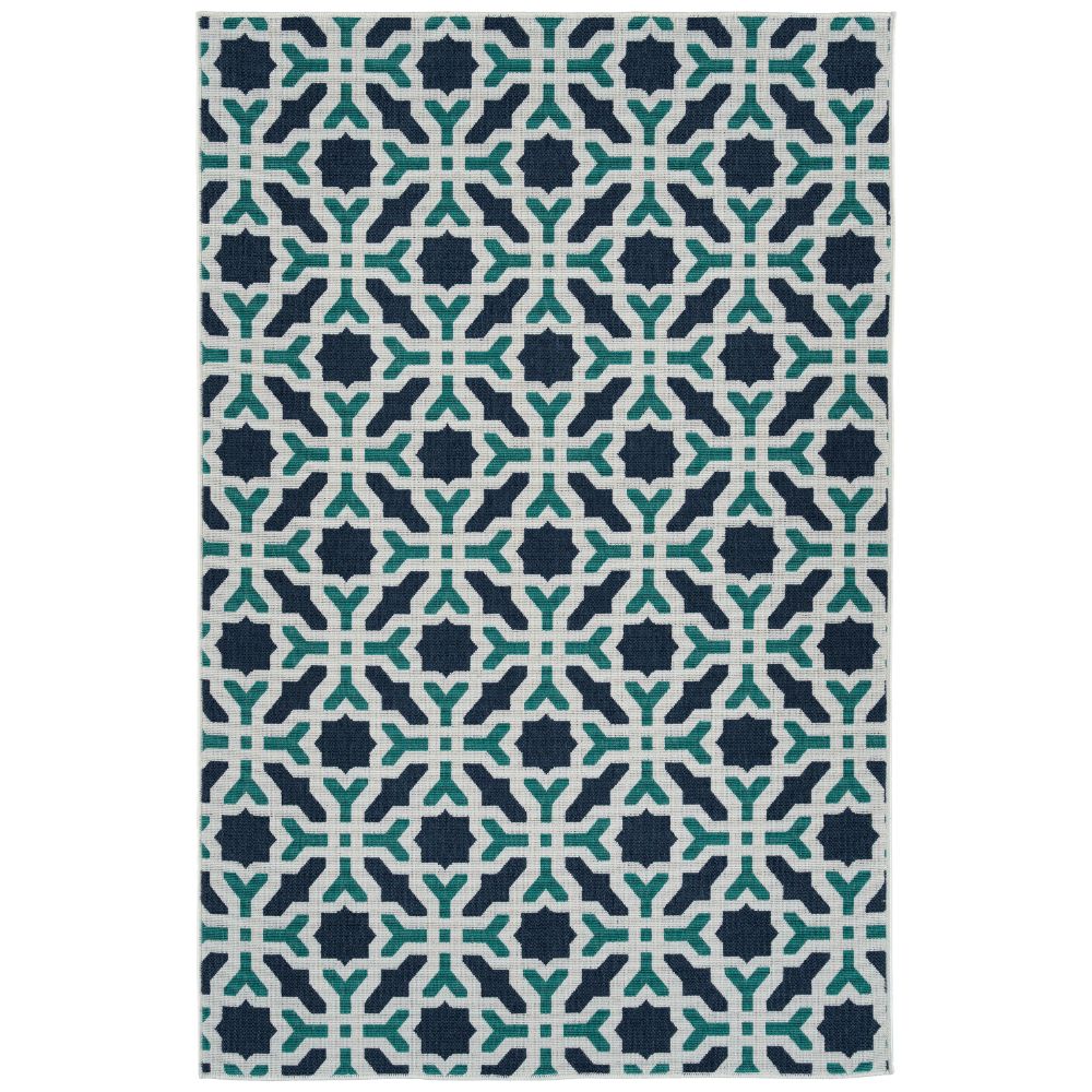 Kaleen Rugs PRT09-76 Puerto Collection 5 ft. X 7 ft. 6 in. Rectangle Rug in White/Lt Blue/Navy