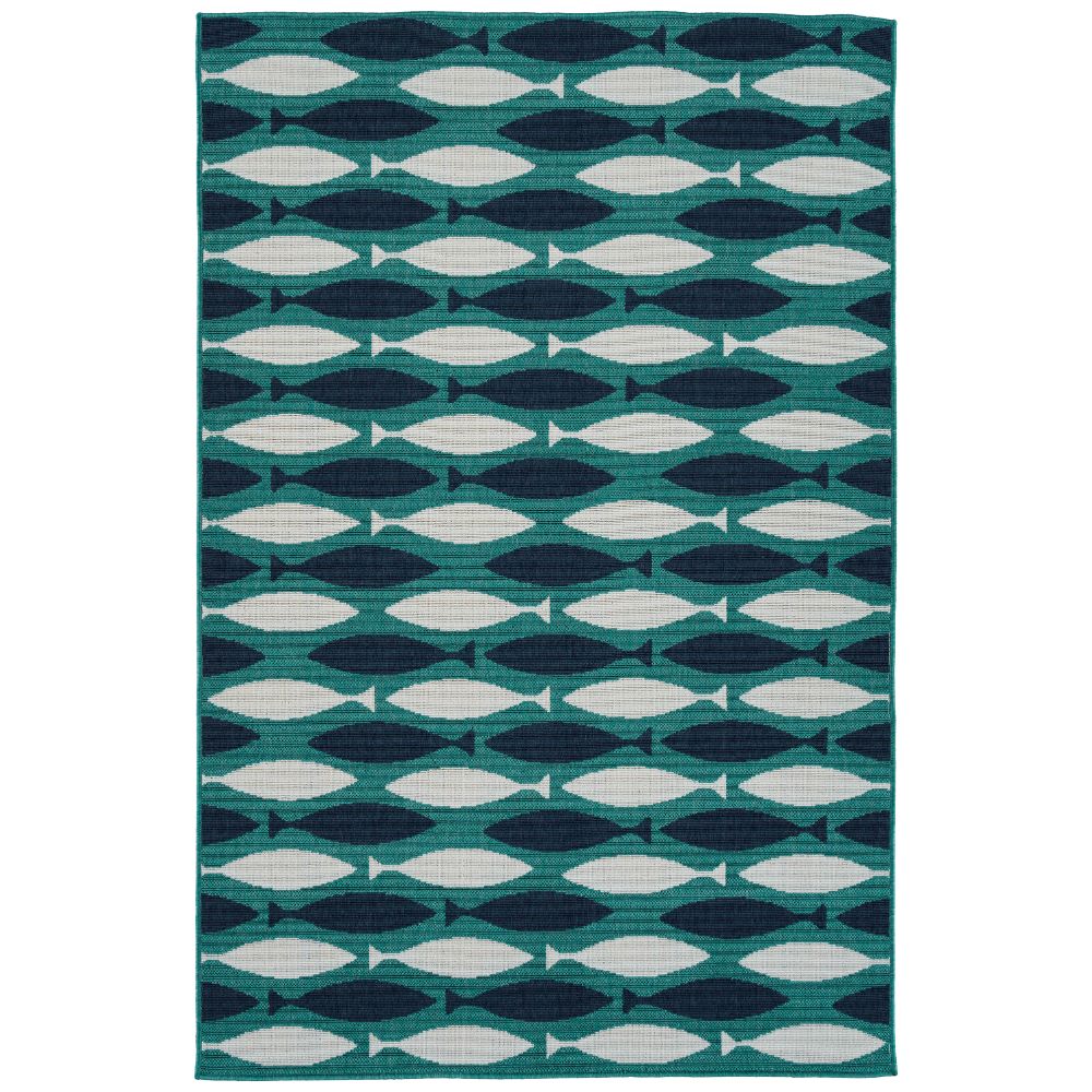 Kaleen Rugs PRT13-17 Puerto Collection 1 ft. 9 in. X 3 ft. Rectangle Rug in Lt Blue/Ivory /Navy