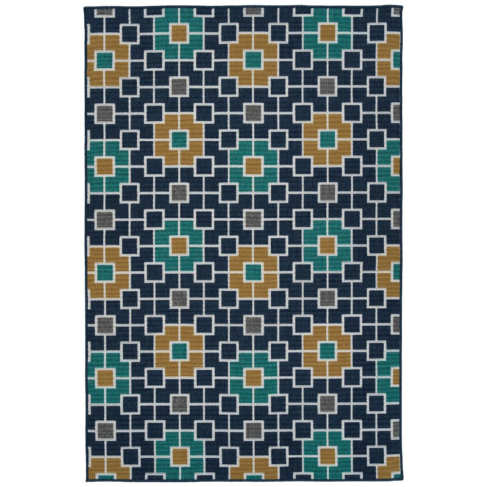 Kaleen Rugs PRT14-22 Puerto Collection 5 ft. X 7 ft. 6 in. Rectangle Rug in Gray/Ivory/Navy