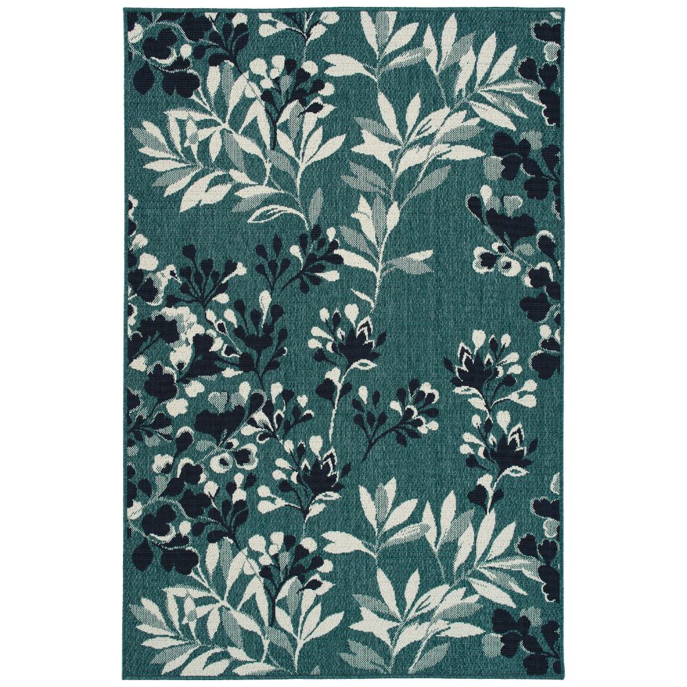 Kaleen Rugs PTA02-91 Pianta Collection 3 ft. 11 in. X 5 ft. 7 in. Rectangle Rug in Teal/Navy/Ivory