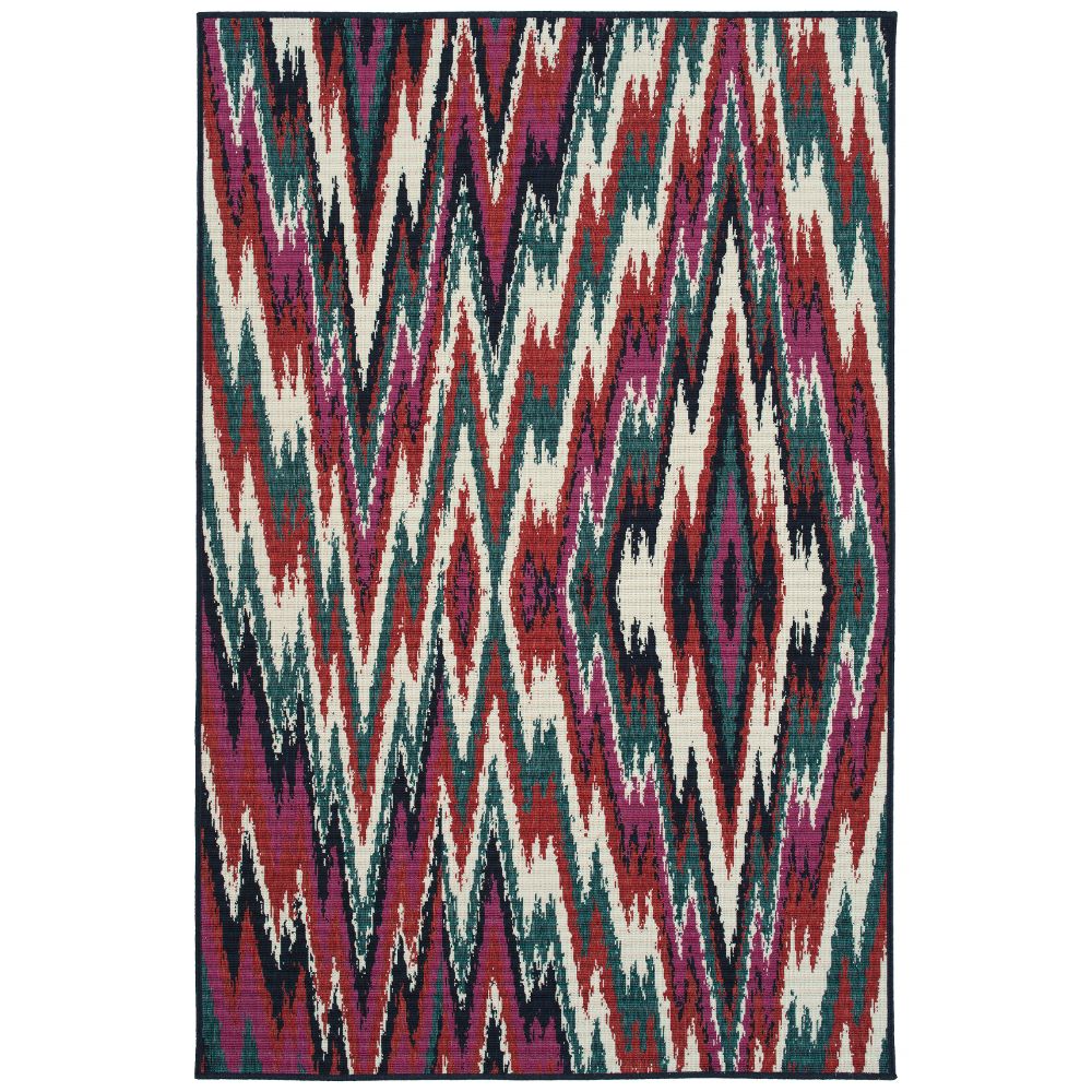 Kaleen Rugs PTA03-86 Pianta Collection 5 ft. 3 in. X 7 ft. 6 in. Rectangle Rug in Multi/Teal/Ivory/Red/Pink/Navy