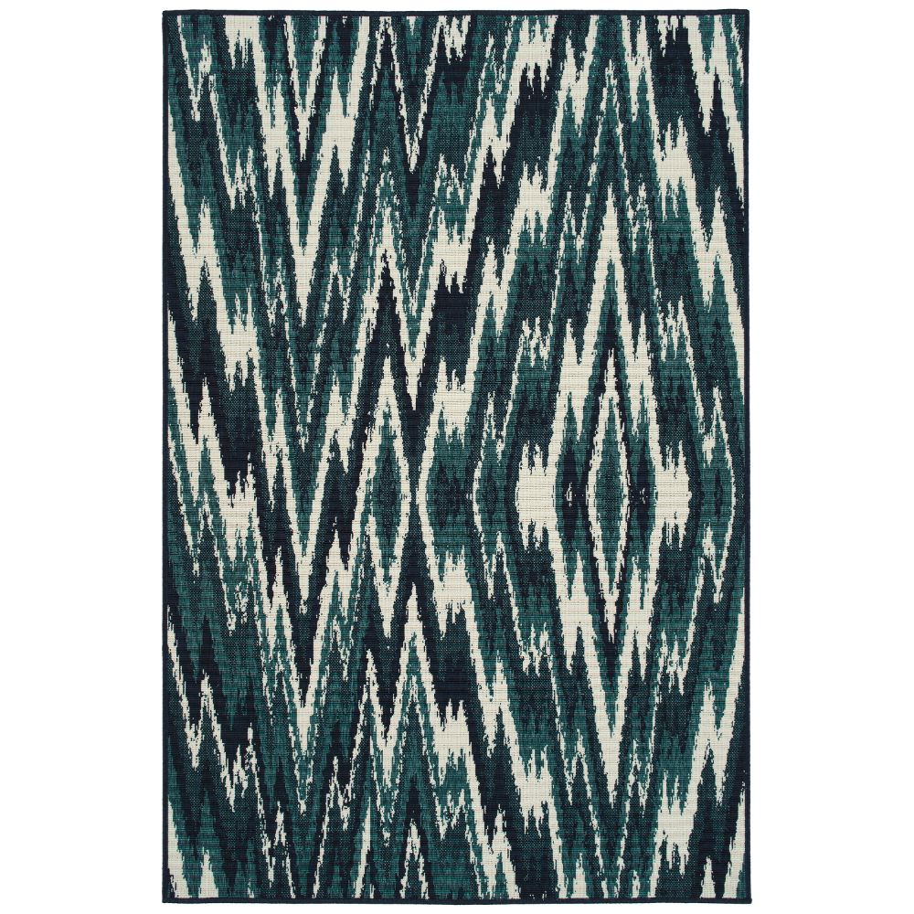 Kaleen Rugs PTA03-91 Pianta Collection 5 ft. 3 in. X 5 ft. 3 in. Round Rug in Teal/Ivory/Navy