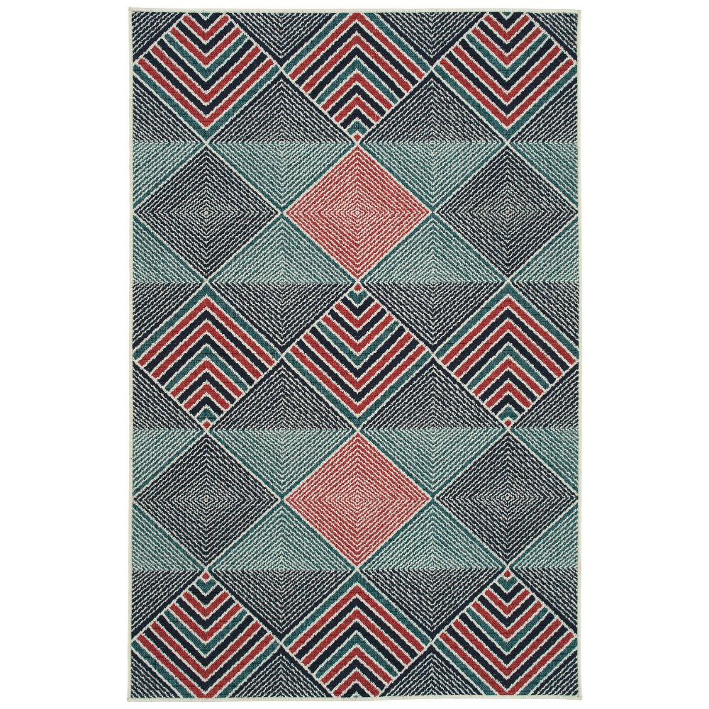 Kaleen Rugs PTA04-22 Pianta Collection 5 ft. 3 in. X 5 ft. 3 in. Round Rug in Navy/Teal/Ivory/Red