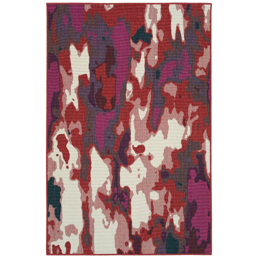 Kaleen Rugs PTA06-25 Pianta Collection 1 ft. 11 in. X 3 ft. 7 in. Rectangle Rug in Red/Ivory/Pink/Navy/Teal