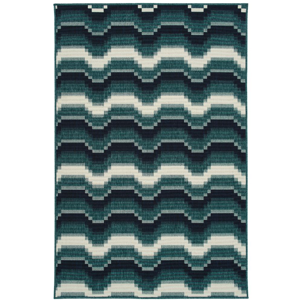 Kaleen Rugs PTA08-91 Pianta Collection 1 ft. 11 in. X 3 ft. 7 in. Rectangle Rug in Teal/Navy/Ivory