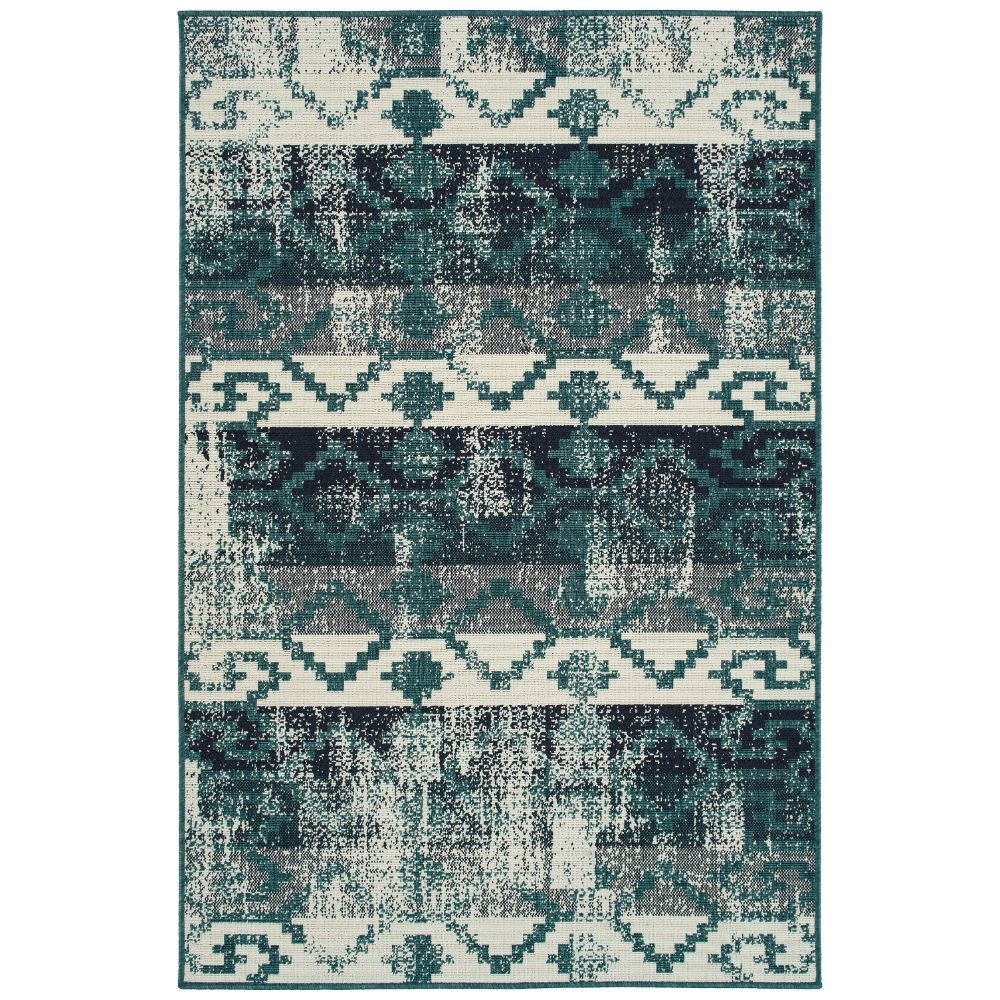 Kaleen Rugs PTA09-91 Pianta Collection 5 ft. 3 in. X 5 ft. 3 in. Round Rug in Teal/Navy/Ivory