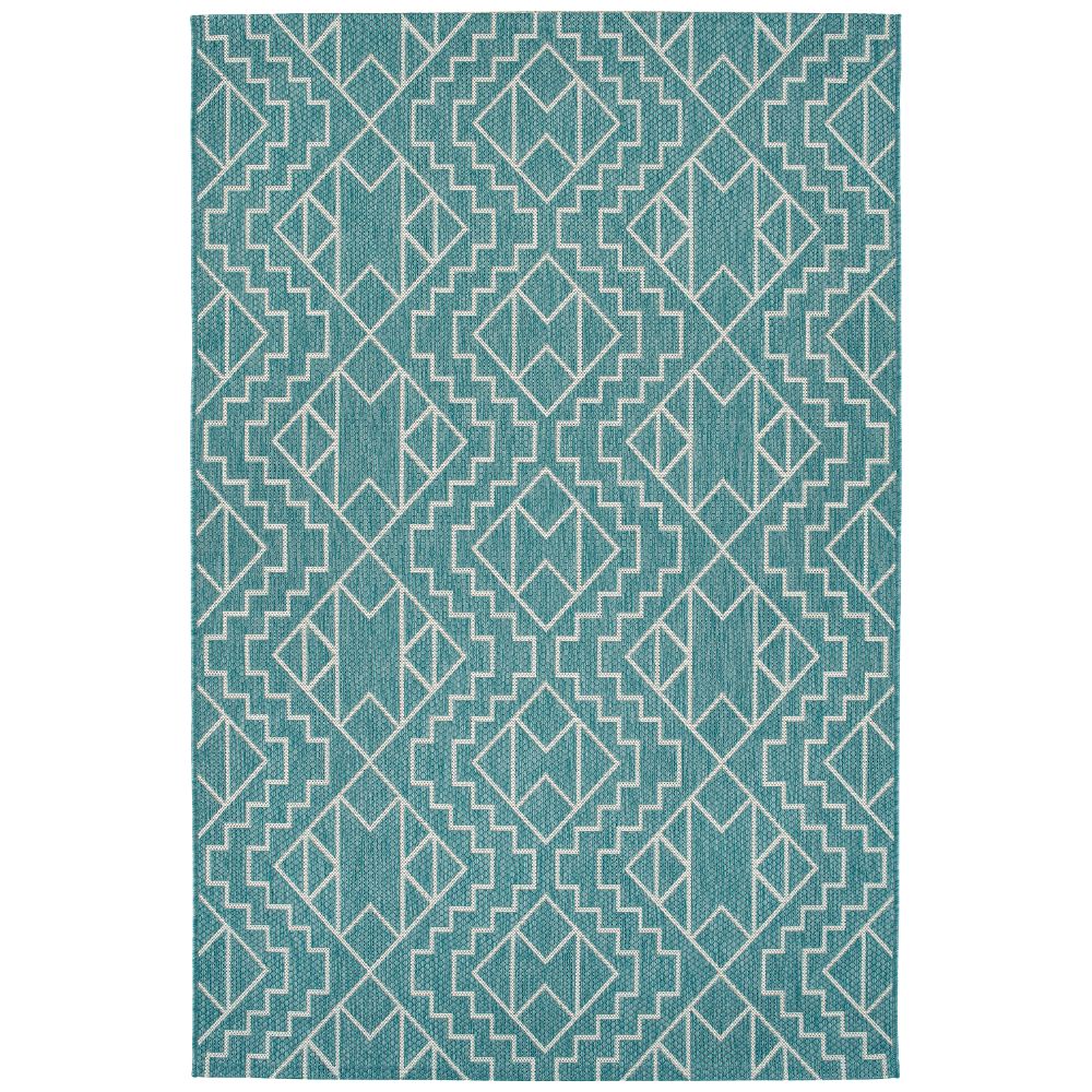 Kaleen Rugs SLR03-78 Soleri Collection 7 ft. 10 in. X 7 ft. 10 in. Round Rug in Turquoise/White
