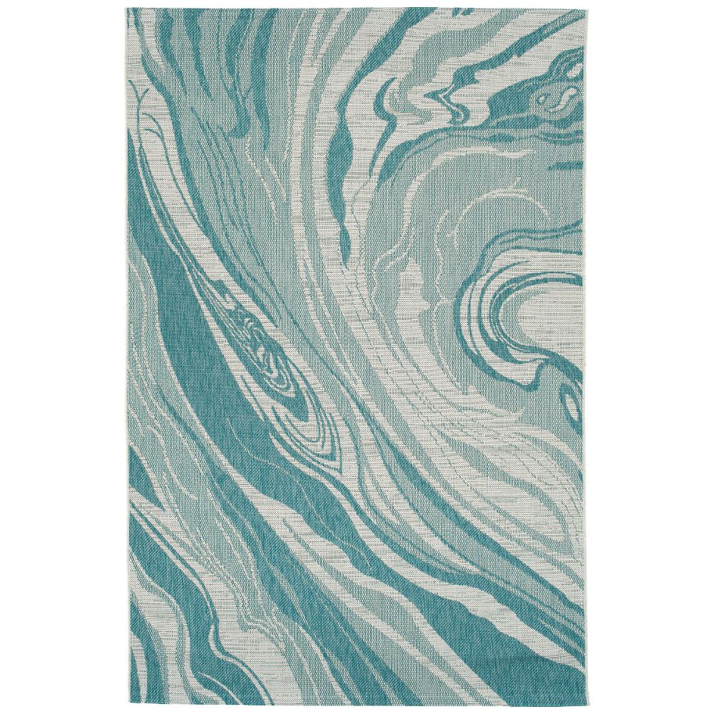 Kaleen Rugs SLR07-91 Soleri Collection 3 ft. 11 in. X 5 ft. 11 in. Rectangle Rug in Teal/White 