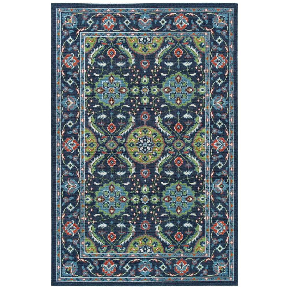 Kaleen Rugs SUN11-22 Sunice Collection 7 ft. 2 in. X 10 ft. 5 in. Rectangle Rug in Navy/Lt Blue/Lime Green/Ivory/Tangerine