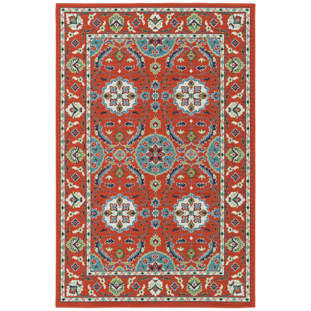 Kaleen Rugs SUN11-32 Sunice Collection 1 ft. 9 in. X 3 ft. Rectangle Rug in Tangerine/Ivory/Lt Blue/Lime Green/Navy