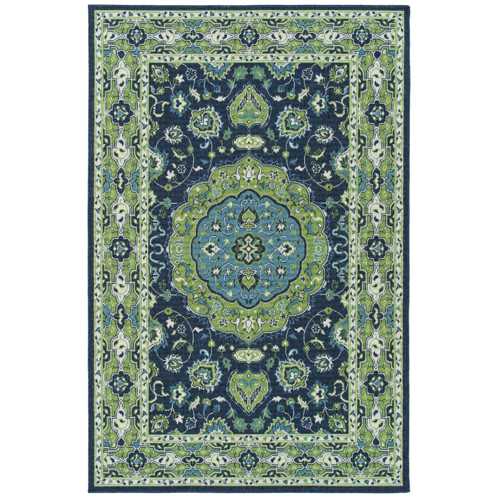 Kaleen Rugs SUN13-22 Sunice Collection 7 ft. 2 in. X 10 ft. 5 in. Rectangle Rug in Navy/Lime Green/Ivory/Lt Blue