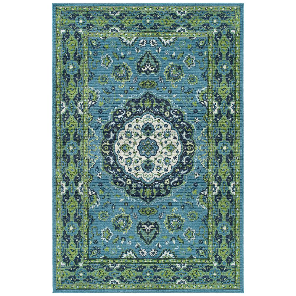 Kaleen Rugs SUN13-79 Sunice Collection 5 ft. X 7 ft. 6 in. Rectangle Rug in Lt Blue/Lime Green/Navy/Ivory