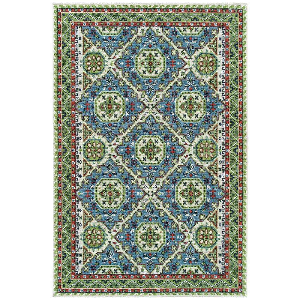 Kaleen Rugs SUN14-79 Sunice Collection 1 ft. 9 in. X 3 ft. Rectangle Rug in Lt Blue/Lime Green/Tangerine/Ivory/Navy