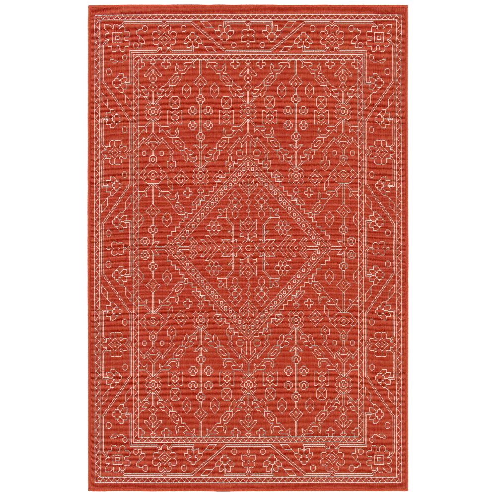 Kaleen Rugs SUN17-32 Sunice Collection 1 ft. 9 in. X 3 ft. Rectangle Rug in Tangerine/White