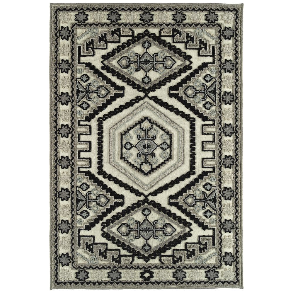 Kaleen Rugs TDW08-02 Warwick Collection Black 18" x 18" Square Residential Indoor Throw Rug