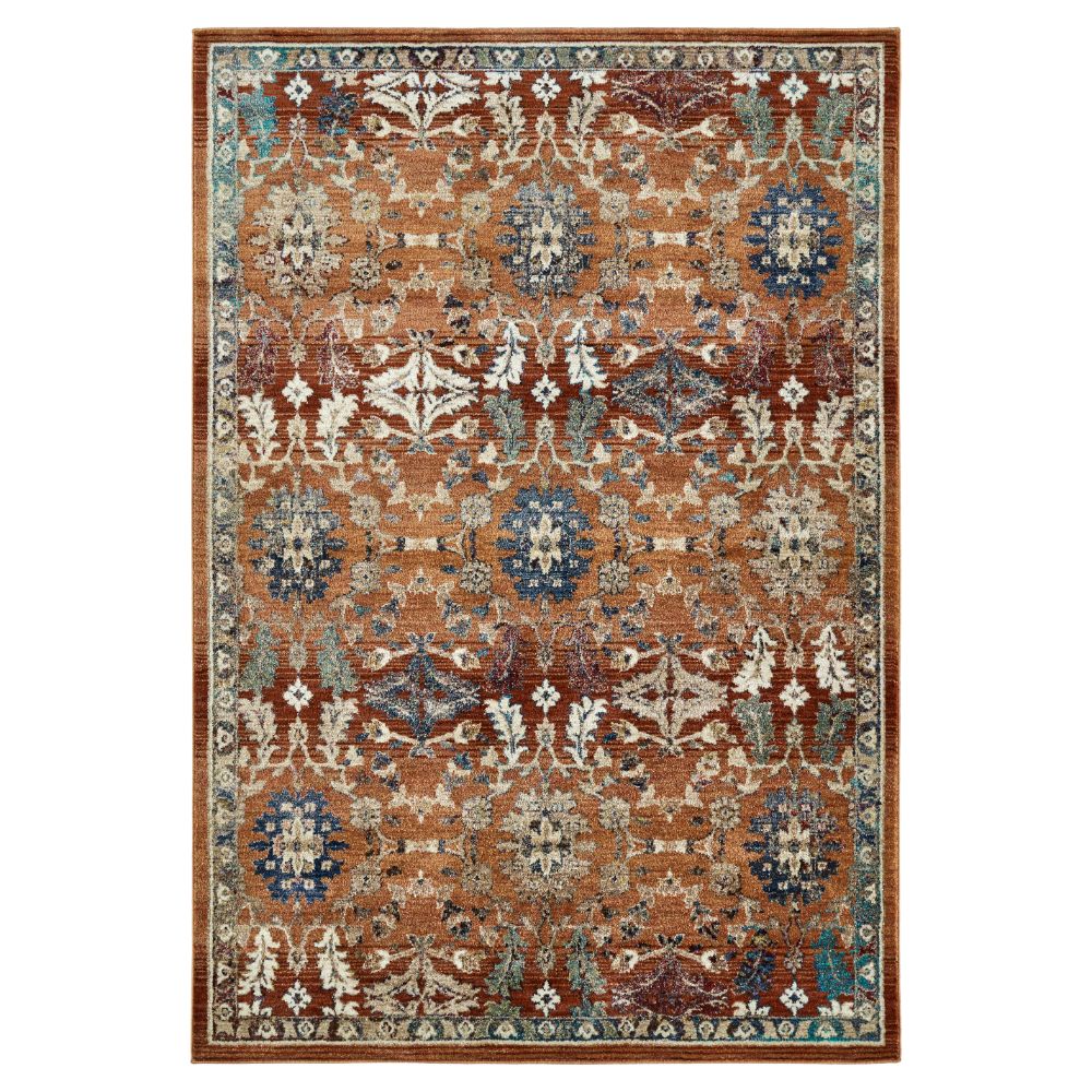 Kaleen Rugs WYN01-53 Wynnlow Collection 2 ft. 3 in. X 11 ft. 7 in. Runner Rug in Paprika/Coral/Ivory/Sand/Blue/Teal/Purple