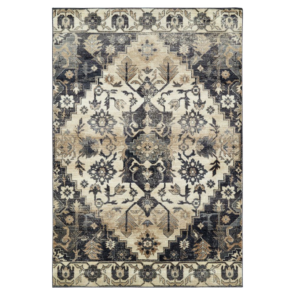 Kaleen Rugs WYN03-22 Wynnlow Collection 7 ft. 3 in. X 7 ft. 3 in. Round Rug in Navy/Sand/Ivory/Blue/Teal/Gold/Gray