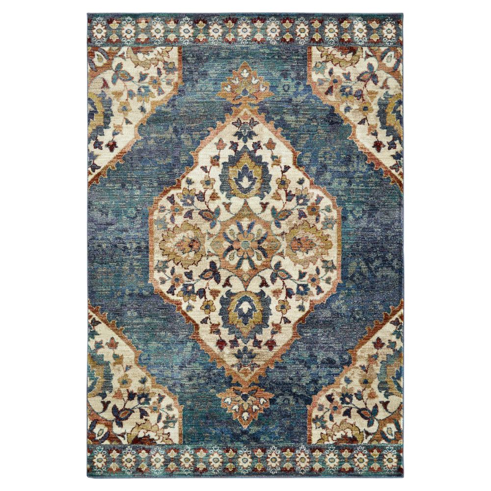 Kaleen Rugs WYN04-86 Wynnlow Collection 2 ft. 3 in. X 11 ft. 7 in. Runner Rug in Blue/Navy/Teal/Ivory/Gold/Red/Green/Purple/Pink