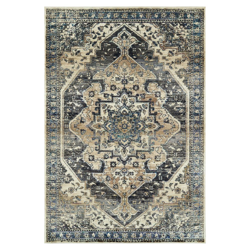 Kaleen Rugs WYN05-75 Wynnlow Collection 2 ft. 3 in. X 11 ft. 7 in. Runner Rug in Gray/Sand/Ivory/Teal/Purple/Navy/Gold