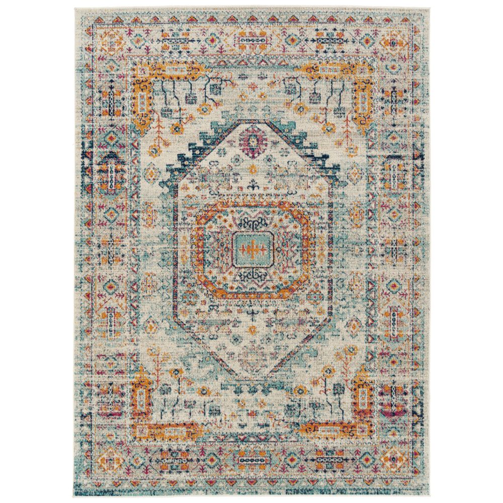 Kaleen Rugs ZUM10-86 Zuma Beach Collection 2 ft. X 3 ft. Rectangle Rug in Gray/Turquoise/Navy/Pink/Orange