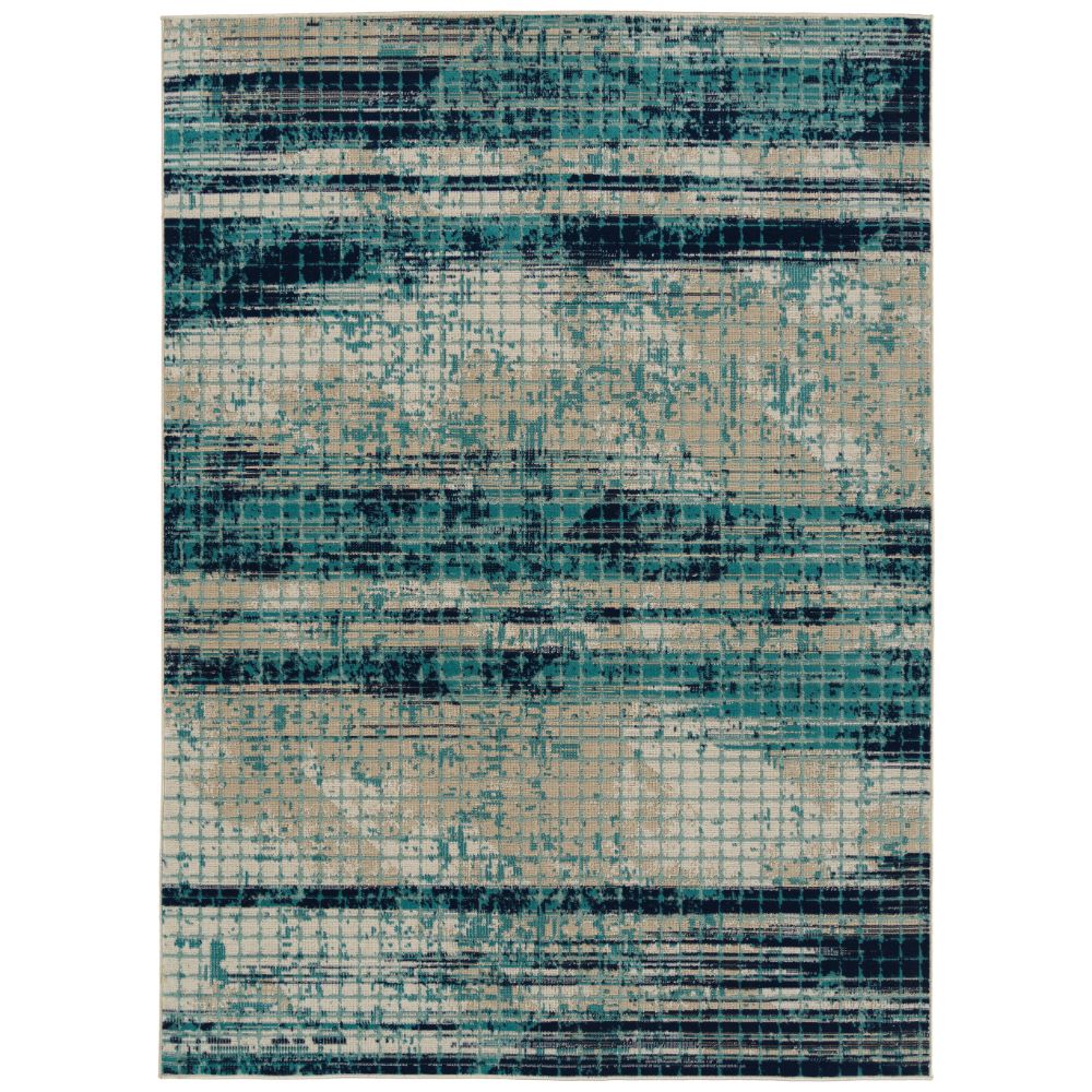 Kaleen Rugs ZUM11-17 Zuma Beach Collection 5 ft. 3 in. X 7 ft. 3 in. Rectangle Rug in Blue/Turquoise/Lt Blue/Navy/Sand