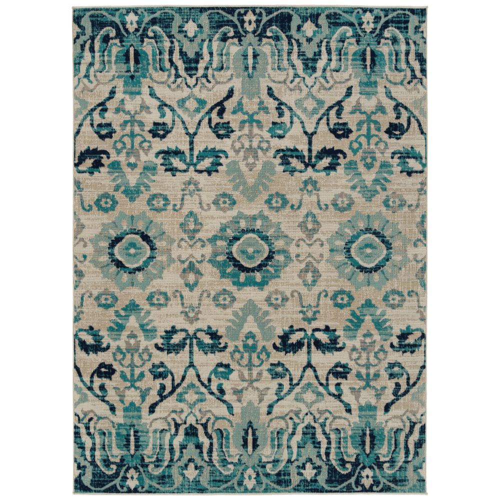 Kaleen Rugs ZUM13-17 Zuma Beach Collection 5 ft. 3 in. X 7 ft. 3 in. Rectangle Rug in Blue/Navy/Turquoise/Beige/Sand