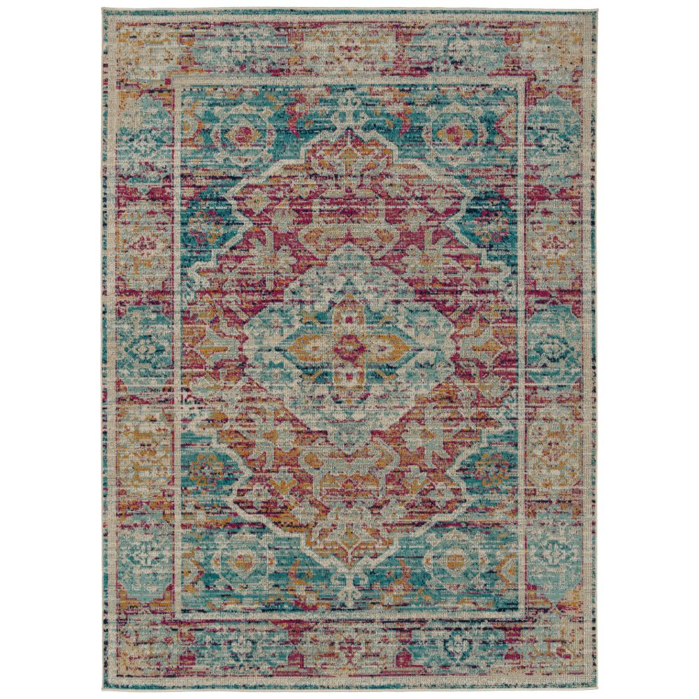 Kaleen Rugs ZUM16-86 Zuma Beach Collection 9 ft. 3 in. X 12 ft. Rectangle Rug in Gray/Turquoise/Navy/Pink/Orange