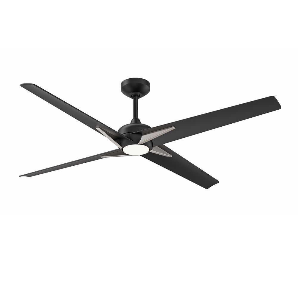 Kendal Lighting AC30356-BLK/SN ALESTRA 56 in. 4 blade DC motor Ceiling Fan with LED Light Kit and Remote Control in a Matte Black & Satin Nickel finish with Black blades