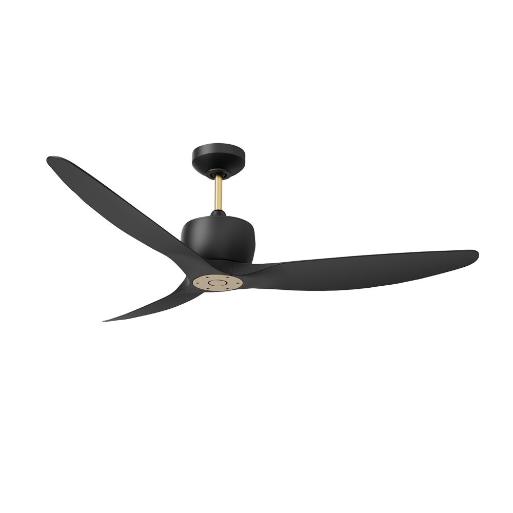 Kendal Lighting AC30452-BLK/OCB ELEMONT 52 in. Remote Control Ceiling Fan in a Matte Black & Oilcan Brass finish with Black blades