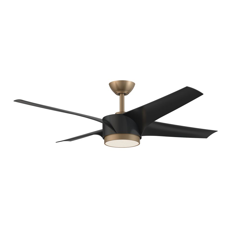 Kendal Lighting AC30952-BLK/OCB VELA - 52" Ceiling Fan - Matte Black & Oilcan Brass