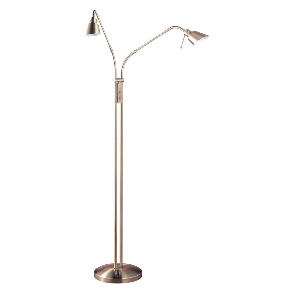 Kendal Lighting FL4048-2-AB OLSO TWINS series 55 in. 2-Light Antique Brass Halogen Floor Lamp