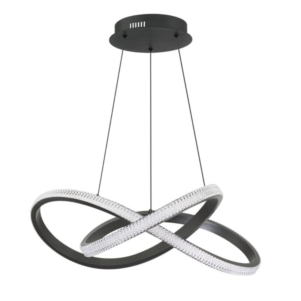 Kendal Lighting PF309-BLK PRADO 24 in. LED Pendant in a Black finish with clear Crystaline Acrylic band