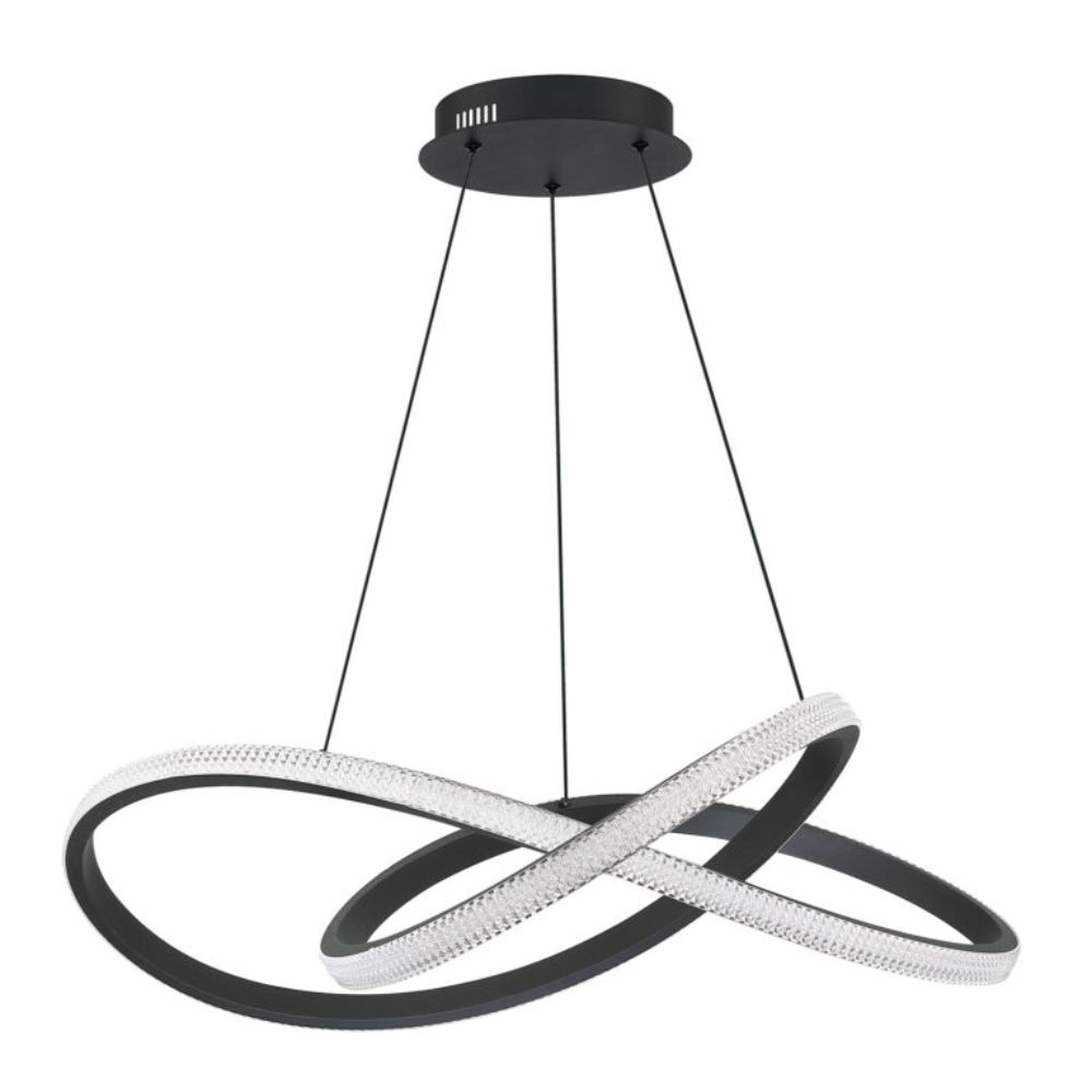 Kendal Lighting PF310-BLK PRADO 32 in. LED Pendant in a Black finish with clear Crystaline Acrylic band