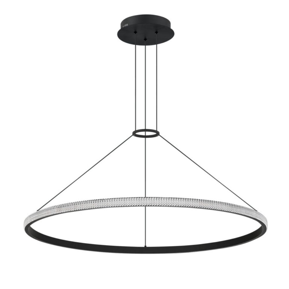 Kendal Lighting PF311-BLK PRADO Single Tier LED Pendant in a Black finish with clear Crystaline Acrylic band