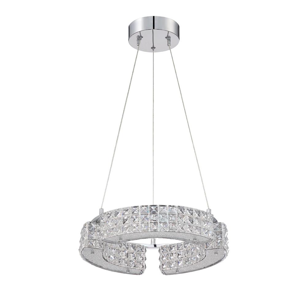 Kendal Lighting PF64-6L16-CH CARINA series 6 Light 16 in. Optic Crystal Pendant in a Chrome finish