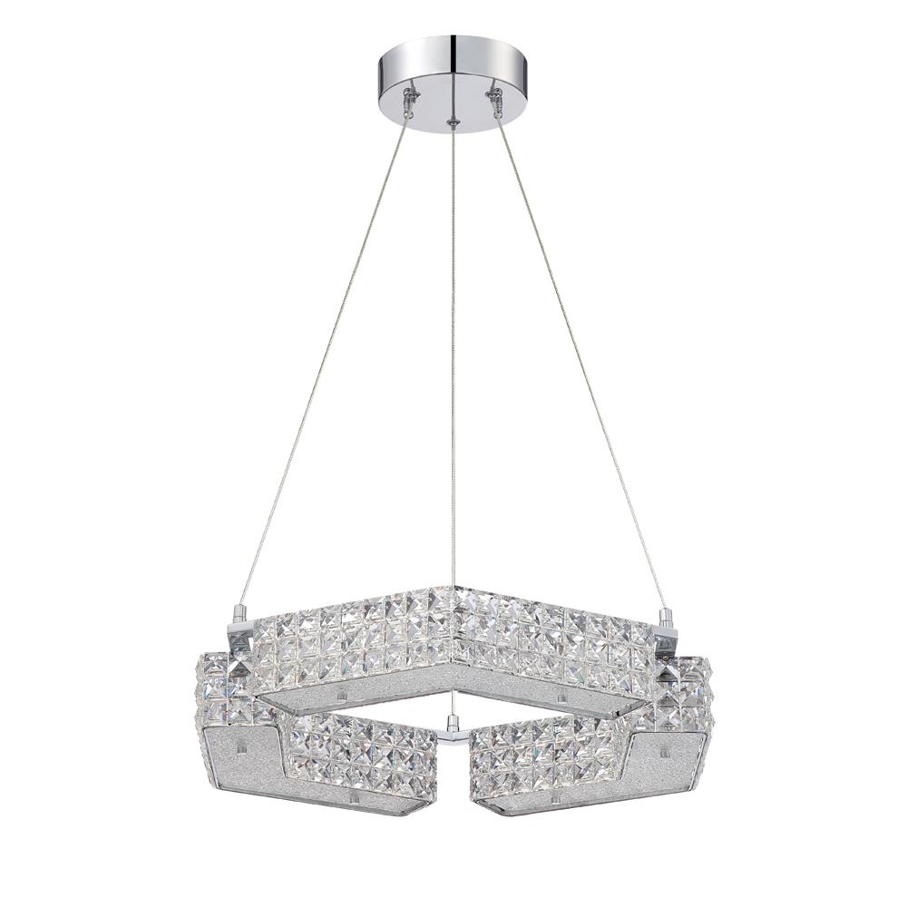 Kendal Lighting PF64-6L21-CH CARINA series 6 Light 21 in. Optic Crystal Pendant in a Chrome finish
