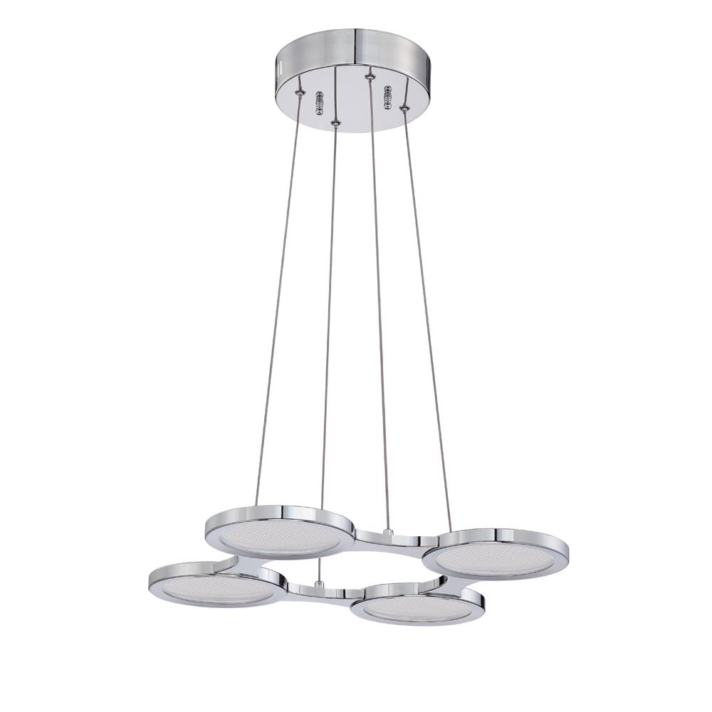 Kendal Lighting PF65-4LPE-CH MILAN series 4 Light LED Pendant in a Chrome finish with Clear Mesh diffusers