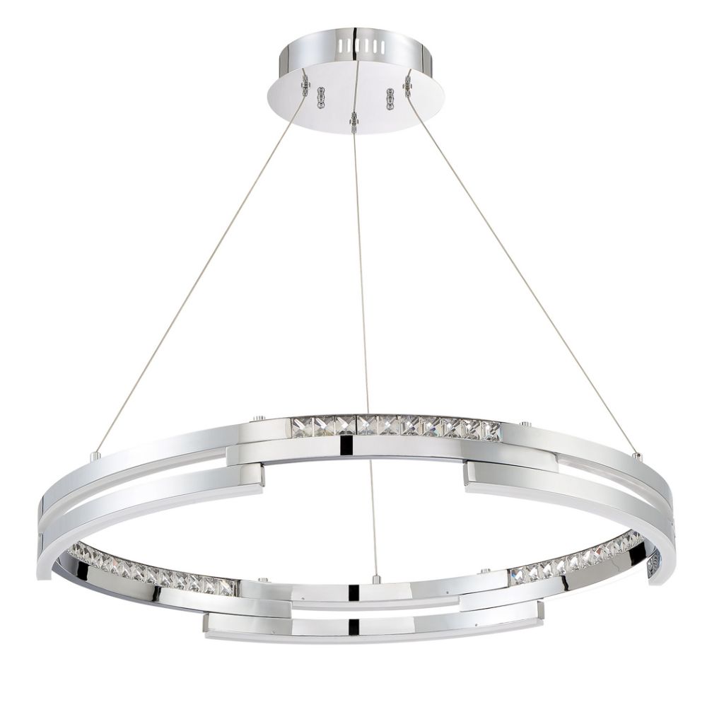 Kendal Lighting PF8730-CH SATERN series 50 Watt Black Stainless Integrated LED Ring Pendant