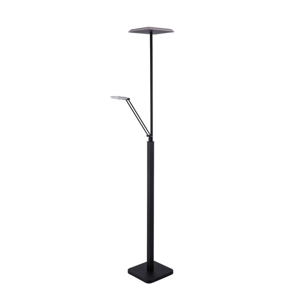 Kendal Lighting TC5020-BLK IBIZA LED Torchiere With Reading Light in a Black finish 