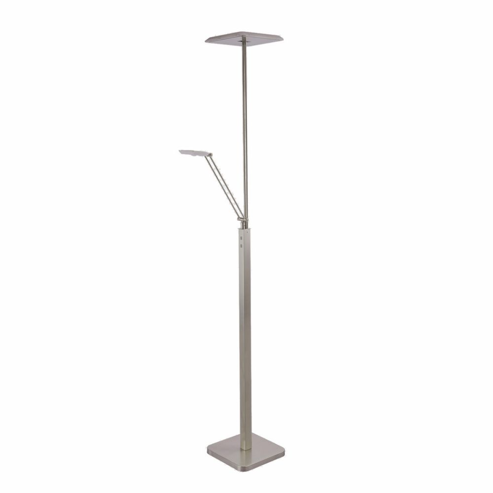 Kendal Lighting TC5020-SN IBIZA LED Torchiere With Reading Light in a Satin Nickel finish 