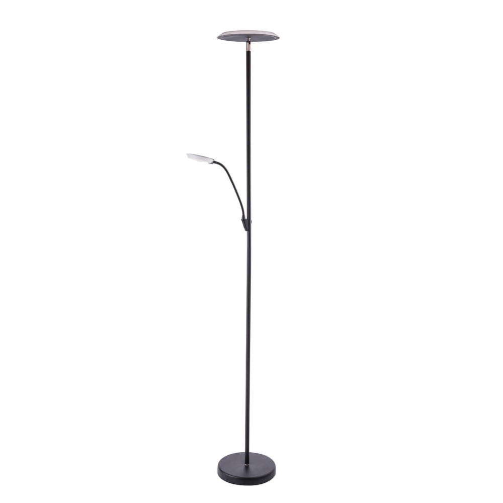 Kendal Lighting TC5021-BLK IGGY LED Torchiere With Reading Light in a Black finish 