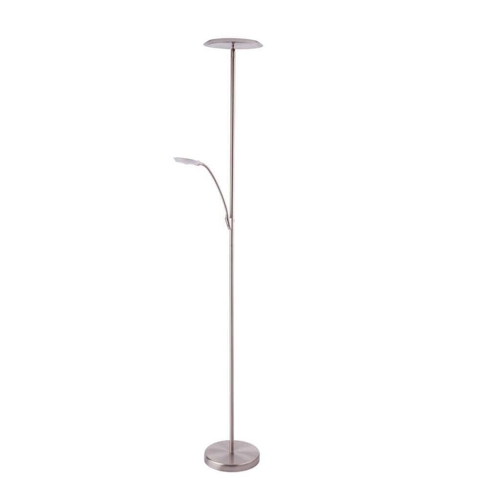 Kendal Lighting TC5021-SN IGGY LED Torchiere With Reading Light in a Satin Nickel finish 