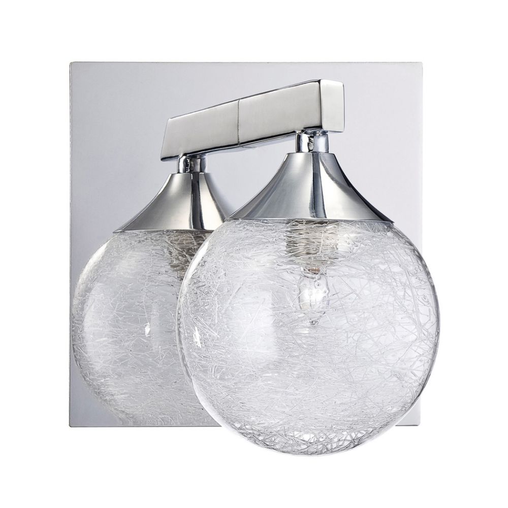 Kendal Lighting VF4100-1L-CH Fybra 1 Light Vanity in Chrome Featuring Stretched Glass Fibers Encased in Clear Glass globes