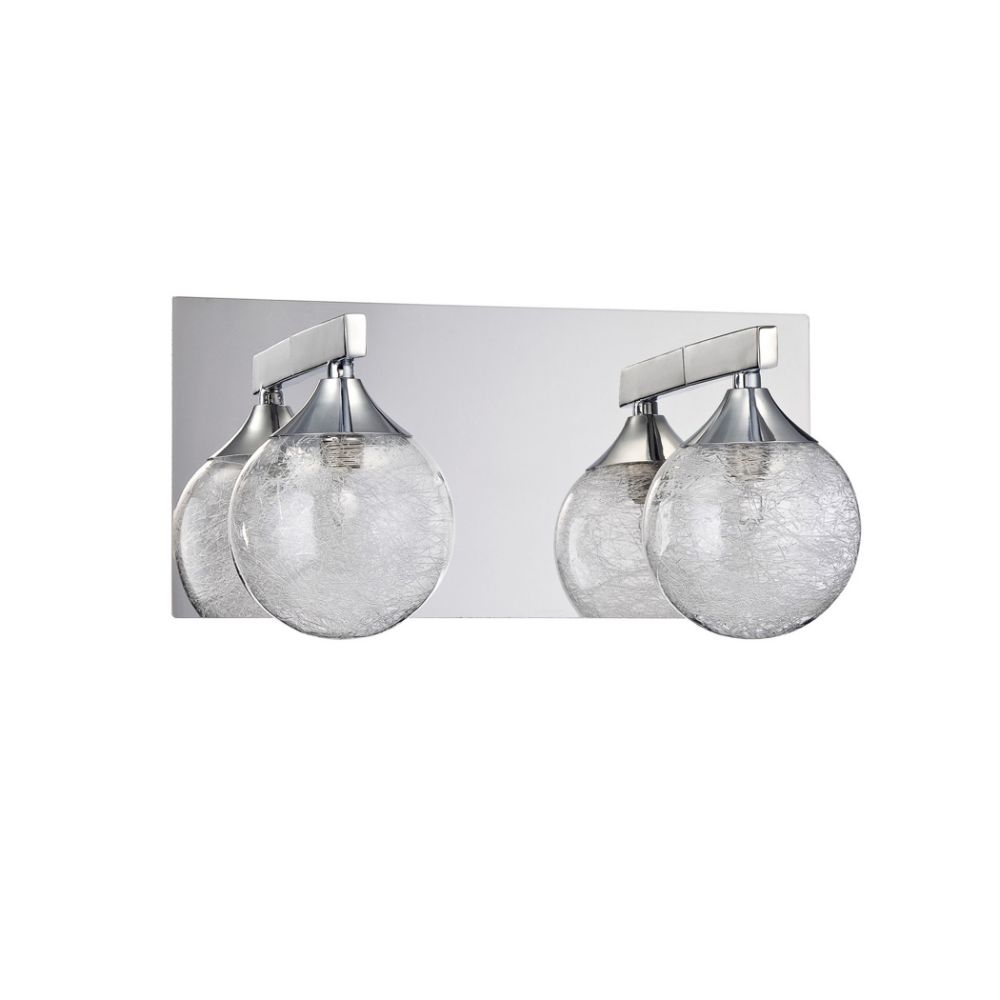 Kendal Lighting VF4100-2L-CH Fybra 2 Light Vanity in Chrome Featuring Stretched Glass Fibers Encased in Clear Glass globes