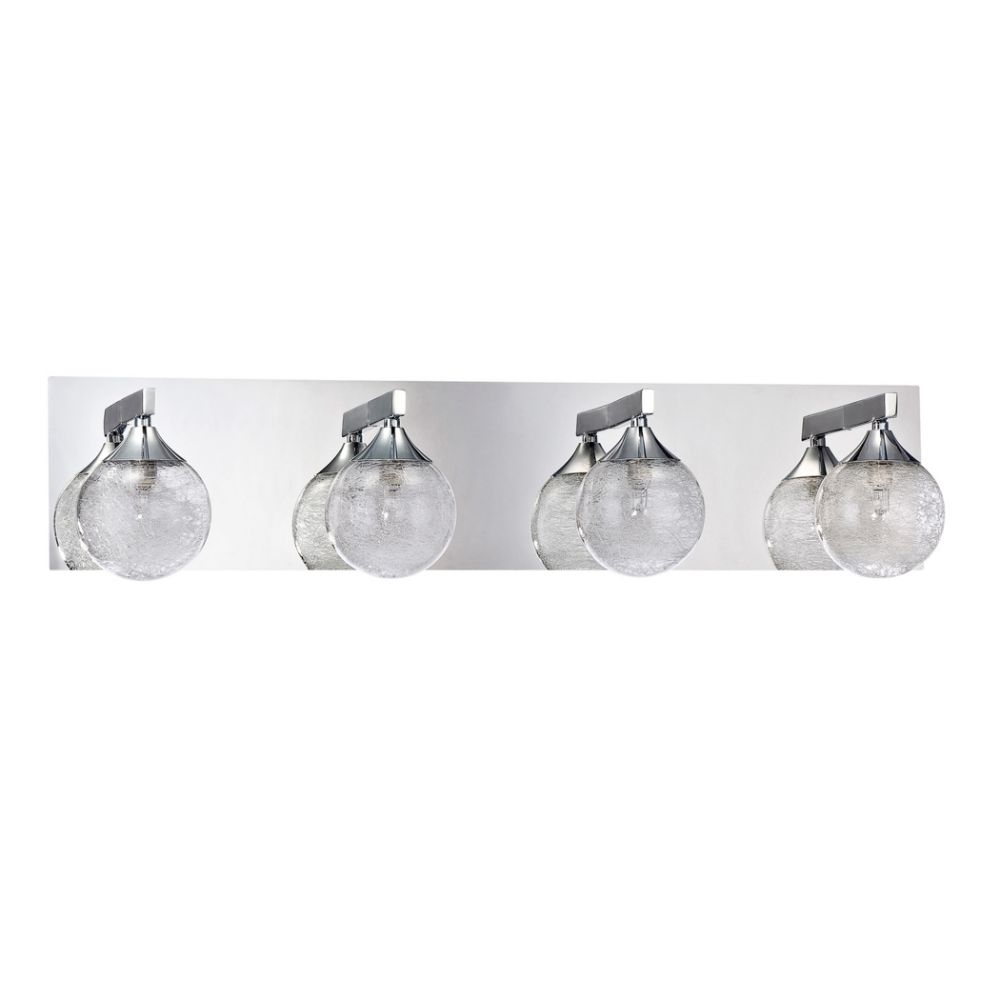 Kendal Lighting VF4100-4L-CH Fybra 4 Light Vanity in Chrome Featuring Stretched Glass Fibers Encased in Clear Glass globes