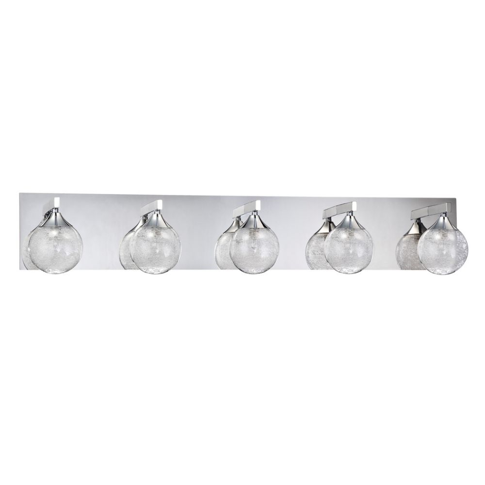 Kendal Lighting VF4100-5L-CH Fybra 5 Light Vanity in Chrome Featuring Stretched Glass Fibers Encased in Clear Glass globes